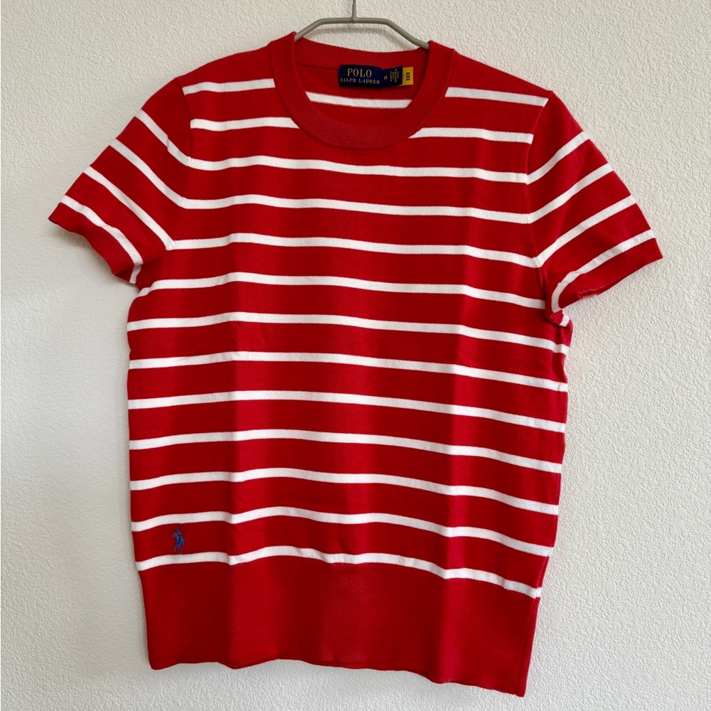 Polo Ralph Lauren Red and White Striped Sweater